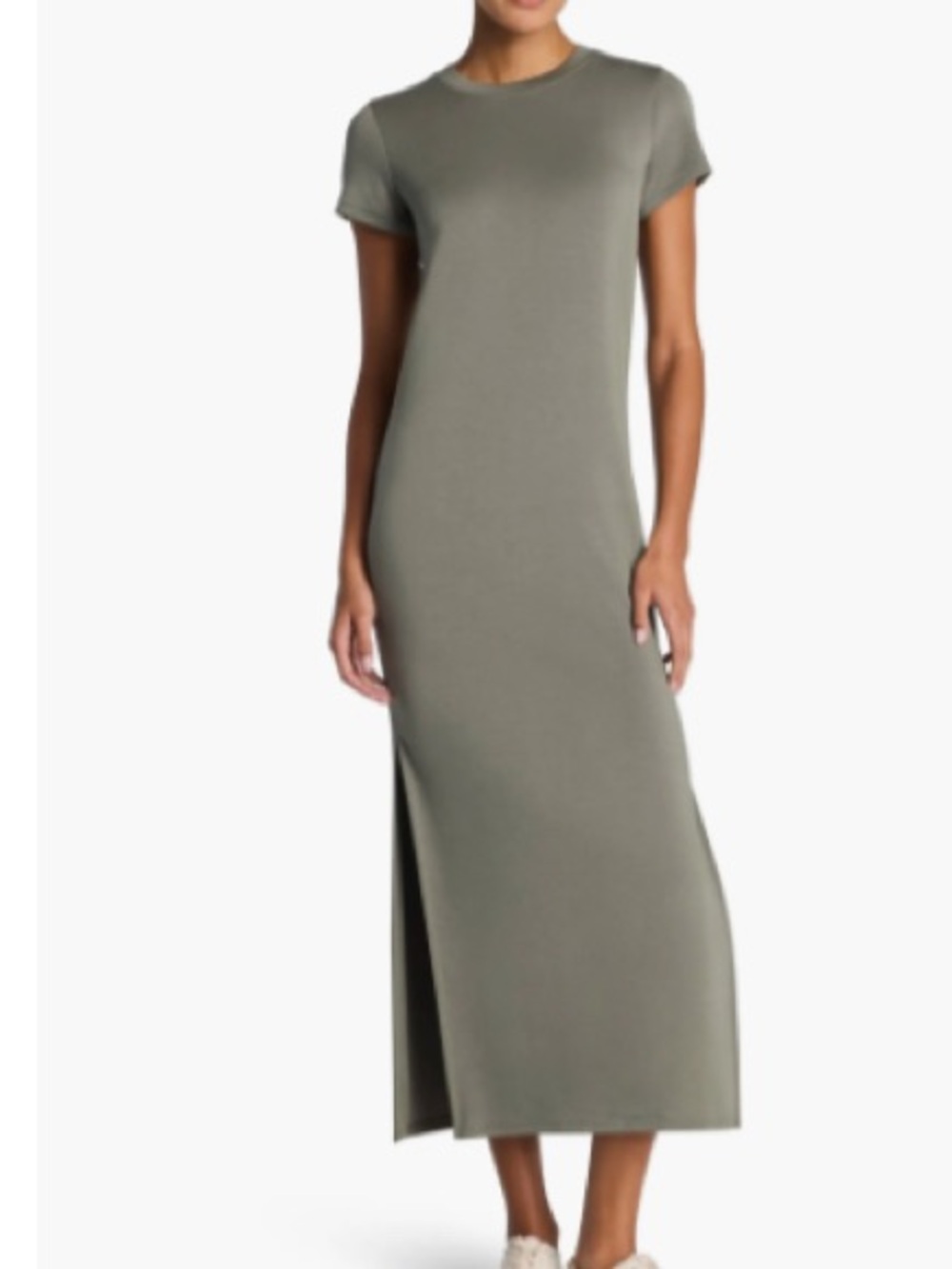 SPANX® AirEssentials Stripe Side Slit Maxi Dress, Frost Moss, sXL, NWOT #50572R